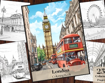 London Coloring Book | England Cafe and Street Scenes (Instant Download)