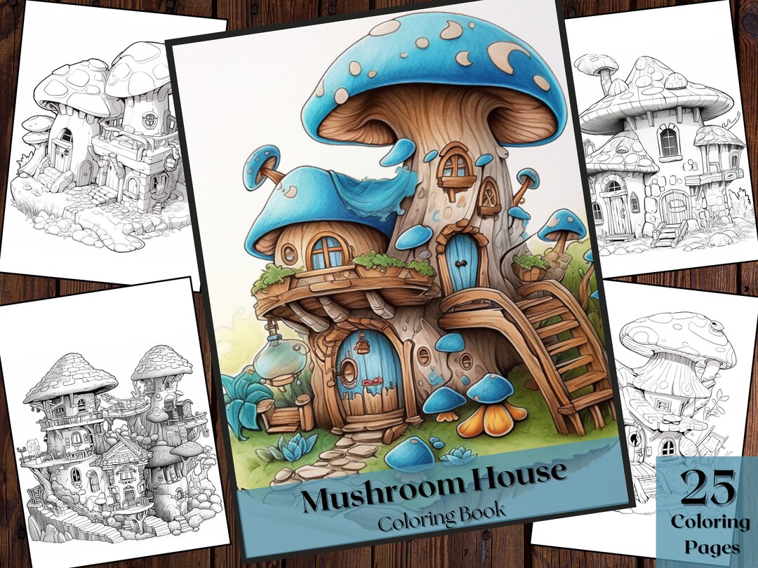 Mushroom House Coloring Book | 25 Fairy Tale Pages (instant Download ...