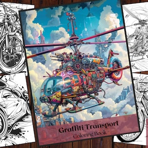 25 Graffiti Transport Coloring Book|  Adults and Teens|Abstract Street Art| Digital Coloring Book|Printable Color Book |Graffiti Coloring