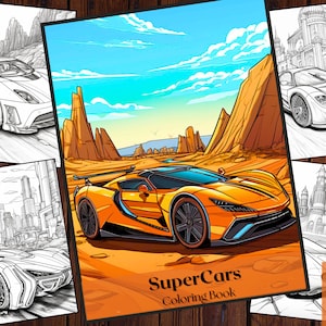 25 Super Cars Coloring Book|Sport Cars Coloring Pages|Printable Adults and Kids Coloring Pages|Instant Download Printable PDF.