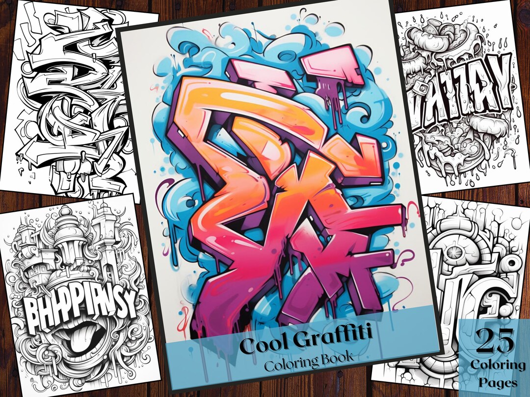 25 Cool Graffiti Coloring Book|abstract Street Art| Adults and Kids ...