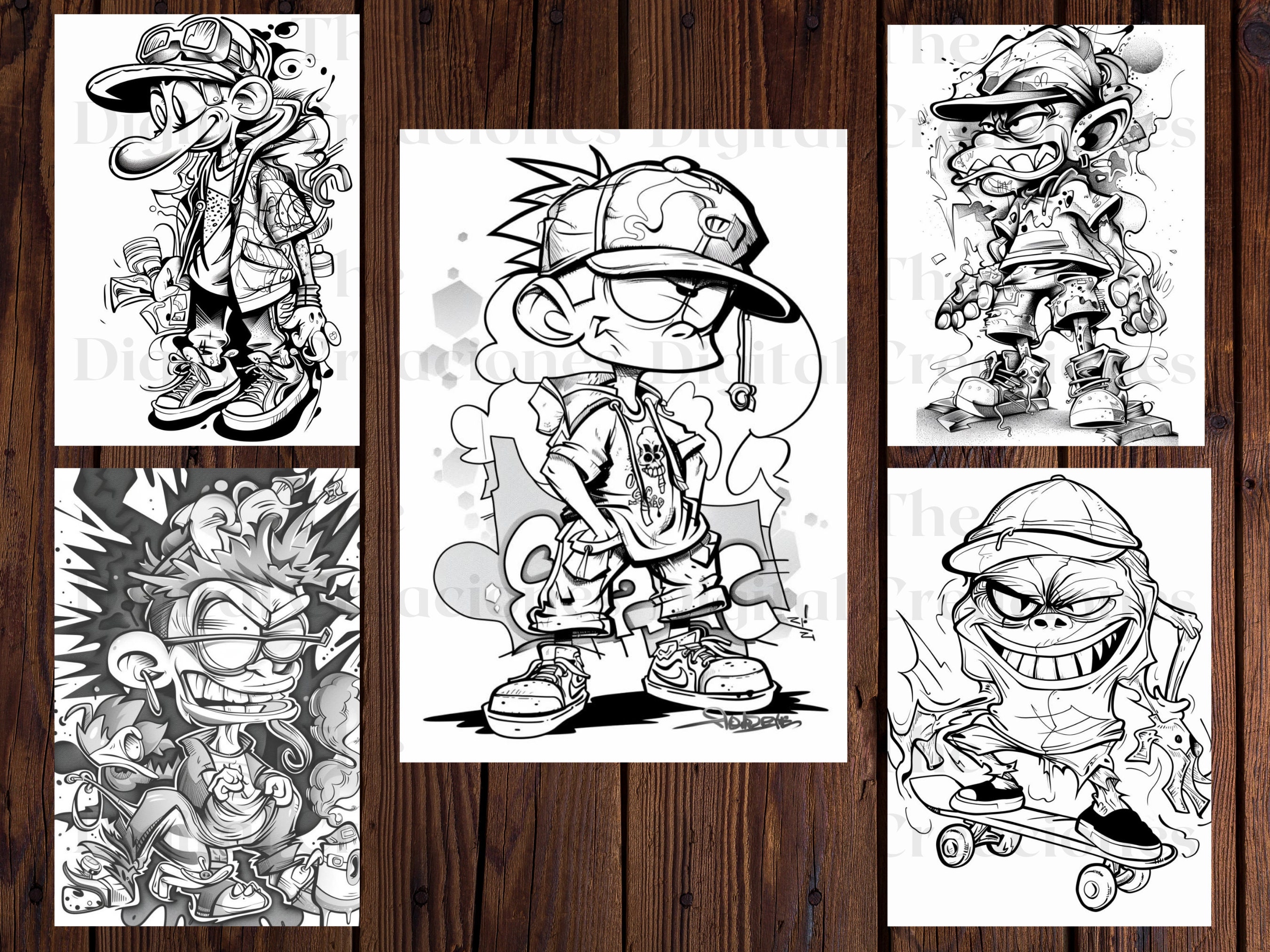 25 Graffiti Character Coloring Bookabstract Street Artprintable Adults ...