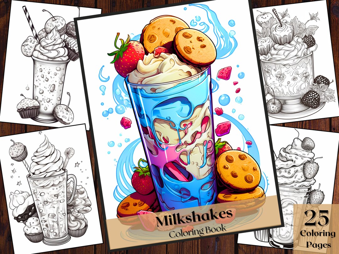 25 Milkshakes Coloring Book|desserts With Biscuits and Chocolate ...