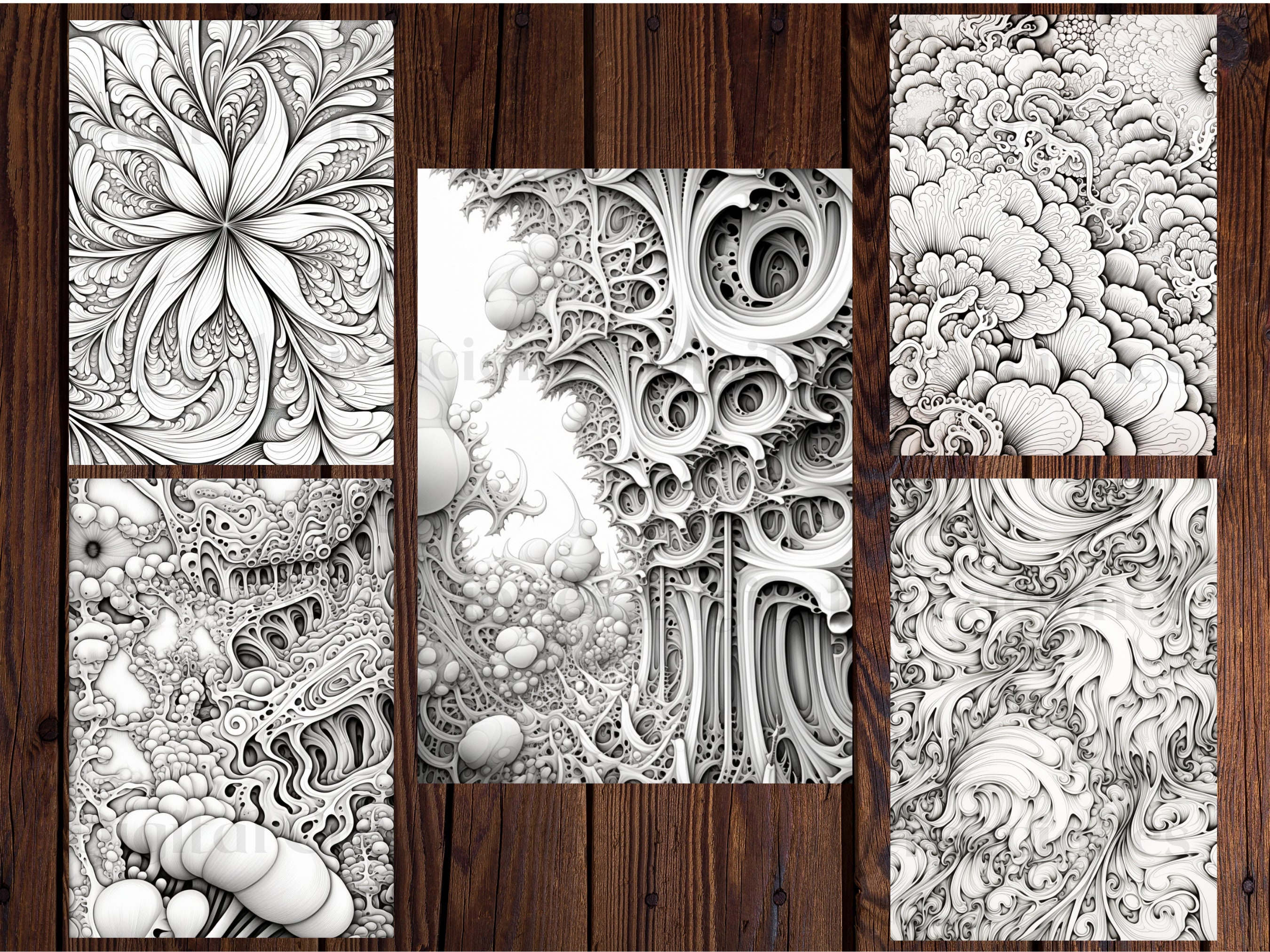 25 Beautiful Fractals Coloring Book living Fractals printable Adult ...