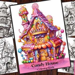 25 Candy House Coloring Book | | Printable Candy Coloring Pages | Grayscale Cupcakes Colouring Book | Instant Download PDF File