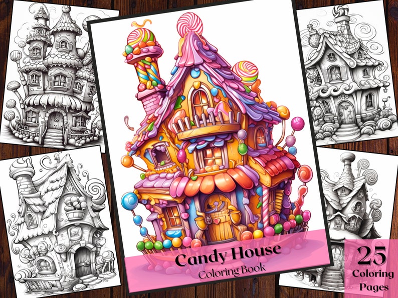 Candy House Coloring Book-printable Adults and Kids Coloring Pages-25 ...