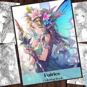 25 Fairies Coloring Book |Fantasy Fairy |Enchanted Fairies Coloring Pages| Adults and Kids Printable Coloring Books | Instant Download.