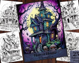 Horror House Coloring Book | 25 Printable Pages (Instant Download)