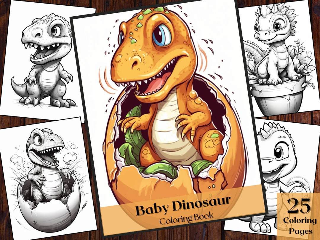 25 Cute Baby Dinosaur Coloring Book | Pages for Kids & Adults ...