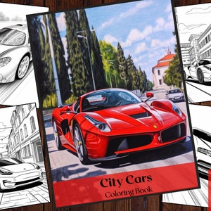 25 City Cars Coloring Book | Supercars coloring |Adults and Kids Printable Coloring Books |Coloring Pages |Instant Download.