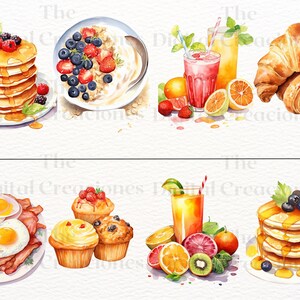 Breakfast Clipart Bundle|menu Bundle Clipart Set|40 Watercolour PNG ...