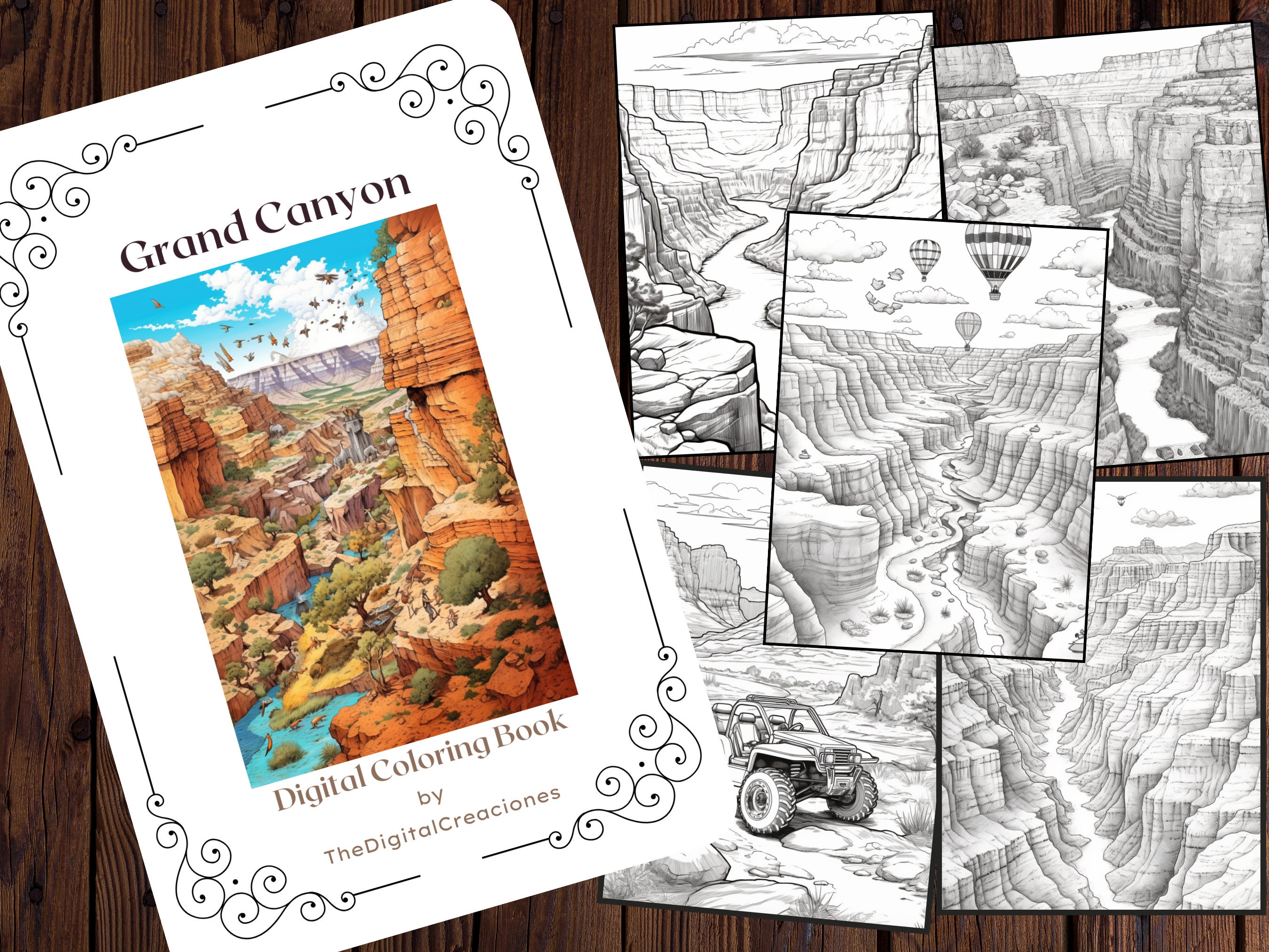 Grand Canyon Coloring Book 25 Adults and Kids Printable Coloring Books