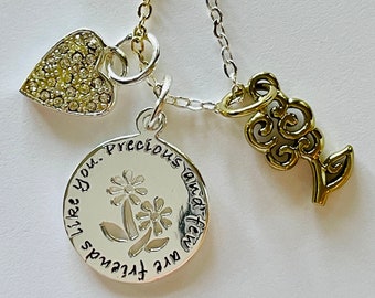 Charm Necklace Gift for a Friend Stackable Necklace - Precious and Few are Friends Like You - Necklace for a Friend Friendship Gift Present