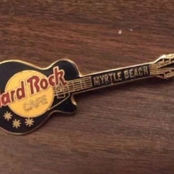 Hard Rock Cafe Rare Collectors Pin Brooch from Myrtle Beach FLORIDA Enamel Black Electric Guitar Vintage Hard Rock Pin Electric Guitar Pin