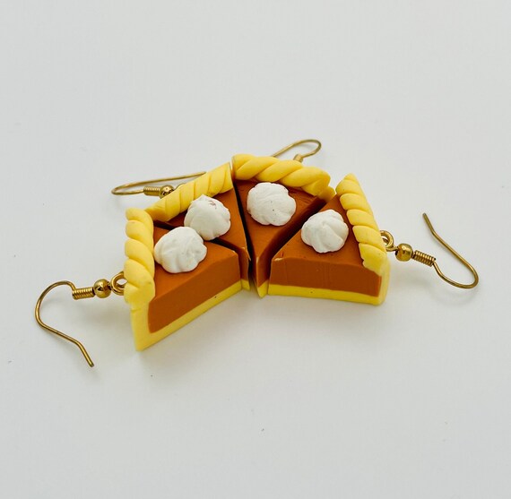 Handmade Pumpkin Pie Dangle Earrings Slice of Pie… - image 7