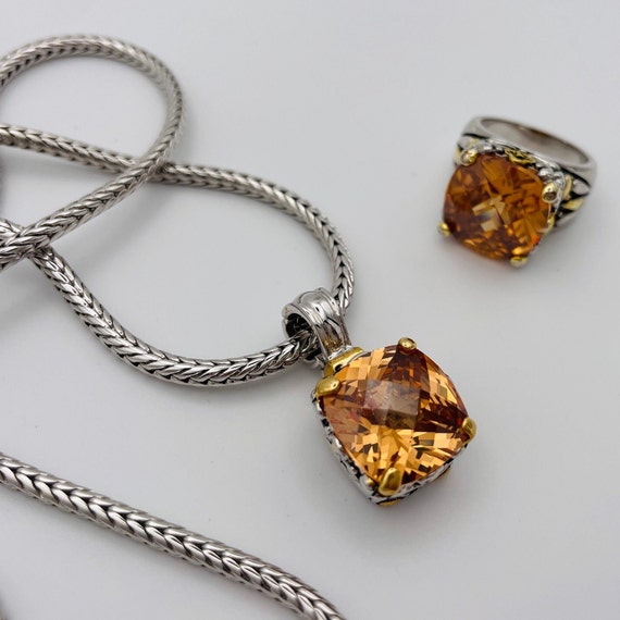 Citrine Color Necklace and Ring Brighton Style Ye… - image 3
