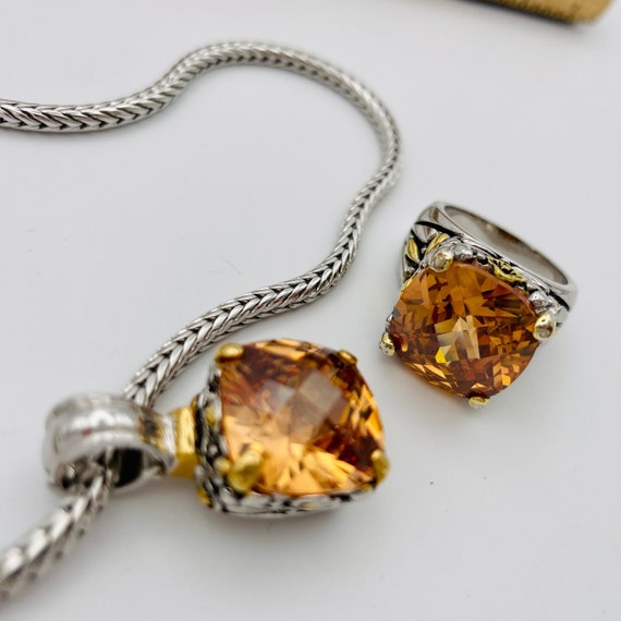 Citrine Color Necklace and Ring Brighton Style Ye… - image 1