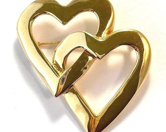 Hollow Double Hearts Brooch Pin For Women Simple Vintage Twist Rope Love Heart Brooches Lapel Pin Badge Dress Clothing Wedding Party Valentine's Day Couple Fashion Jewelry Gift For Wife Her