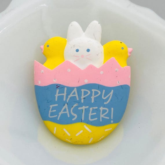 Easter Bunny in an Easter Egg Pin a 1980s Vintage… - image 1