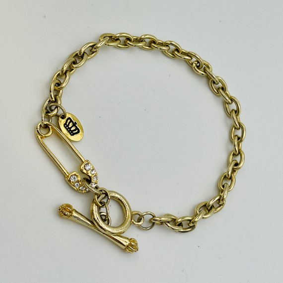 Juicy Couture Bracelet Rhinestone Bow Rose-gold Tone Chain Link