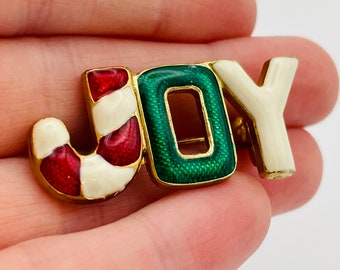 Joy Brooch Vintage Christmas brooch Christmas Jewelry Joy Pin Christmas Pin