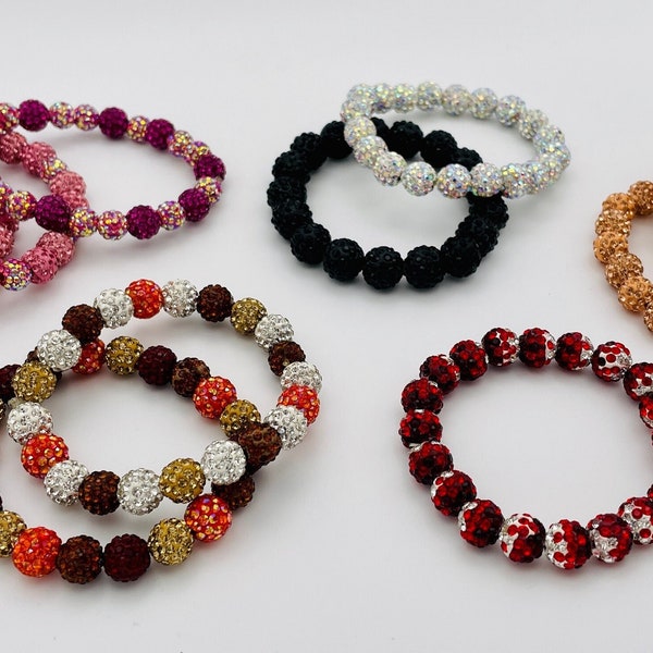 Bracelets en strass scintillants de belles options de couleurs - Bracelet de perles Bling Shamballa - Cadeau d’anniversaire - Cadeau d’Halloween - Empilable