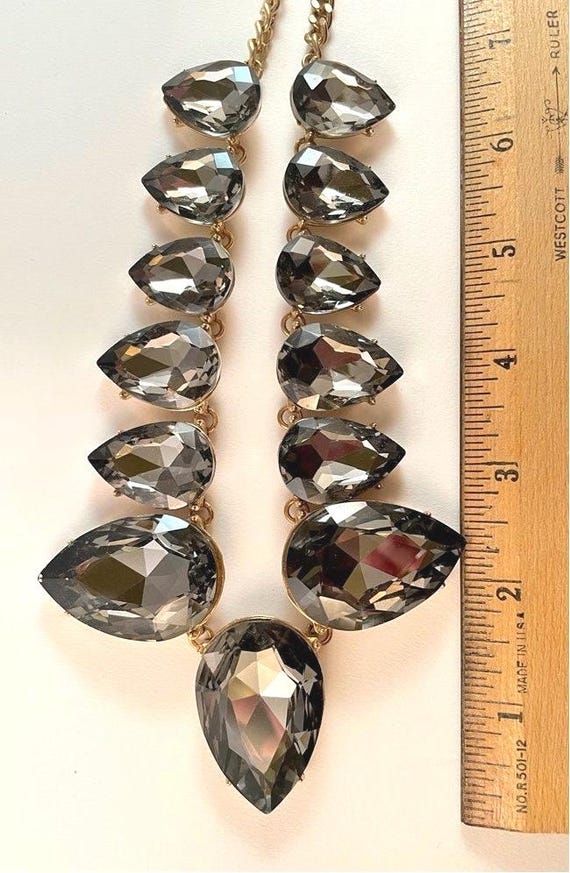 Extra Large Necklace with Adjustable Length Cryst… - image 5