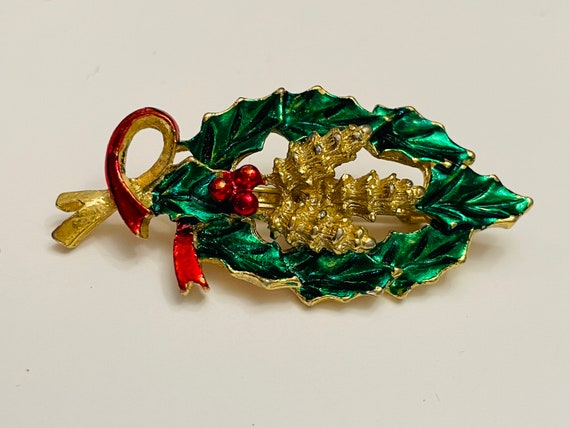 GERRY'S vintage Christmas Holiday brooch enamel h… - image 4