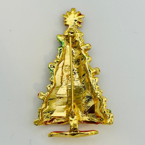 Vintage Christmas tree brooch lapel pin in mid ce… - image 6