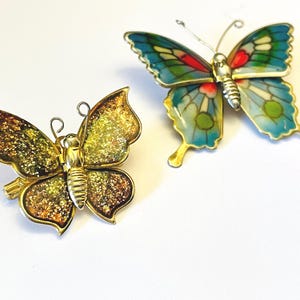 Two Butterfly Brooches Vintage Brooches Butterfly Pins Butterfly Lapel Pin Vintage Butterfly 1970s 1980s Butterfly Brooch Glitter Butterfly