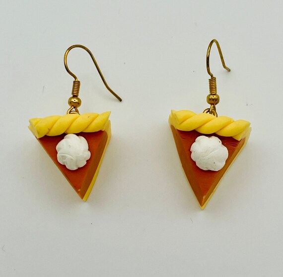 Handmade Pumpkin Pie Dangle Earrings Slice of Pie… - image 5