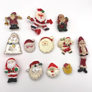 1980s Vintage Santa Face Brooch: Collectible Christmas Pin