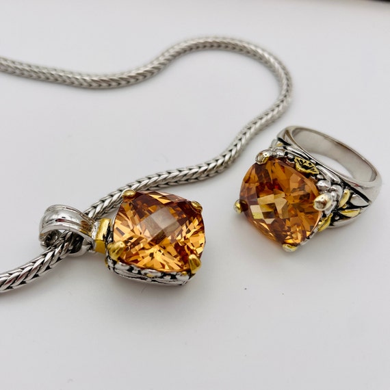 Citrine Color Necklace and Ring Brighton Style Ye… - image 6