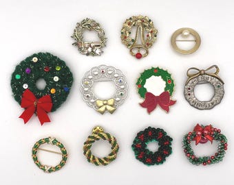 Broche de guirlanda de Natal vintage: broche de joias natalinas (décadas de 1950 a 1990)
