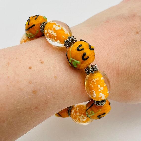 Hallmark Vintage Halloween Pumpkin Jack o Lantern Bracelet