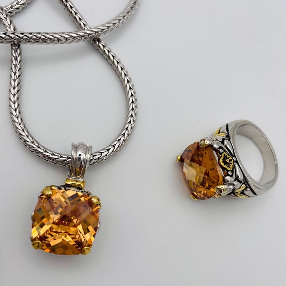 Citrine Color Necklace and Ring Brighton Style Ye… - image 2