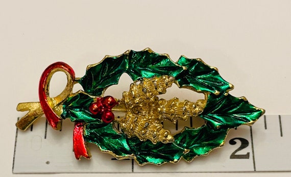 GERRY'S vintage Christmas Holiday brooch enamel h… - image 2