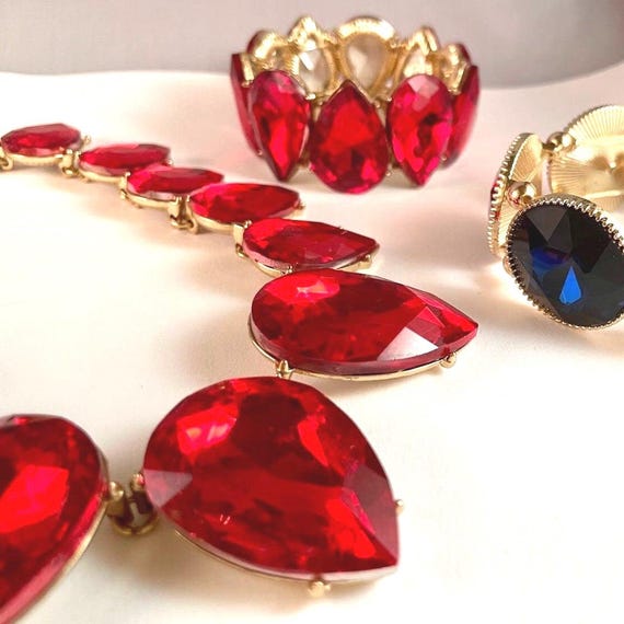 Extra Large Necklace with Adjustable Length Cryst… - image 2