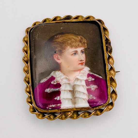 Victorian Portrait Brooch Rare Antique Portrait Pi