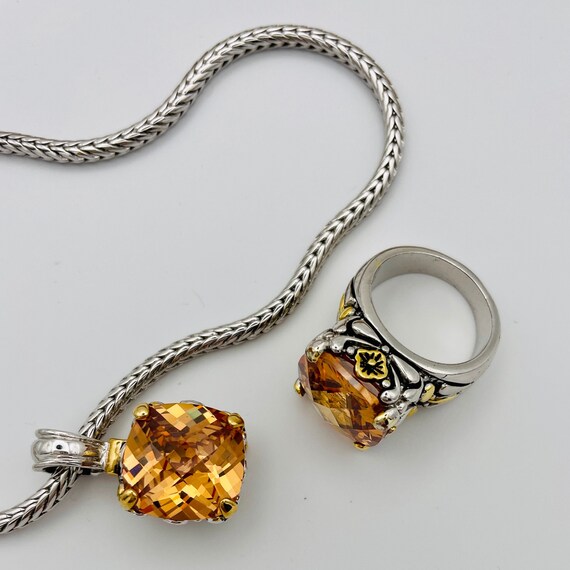 Citrine Color Necklace and Ring Brighton Style Ye… - image 5