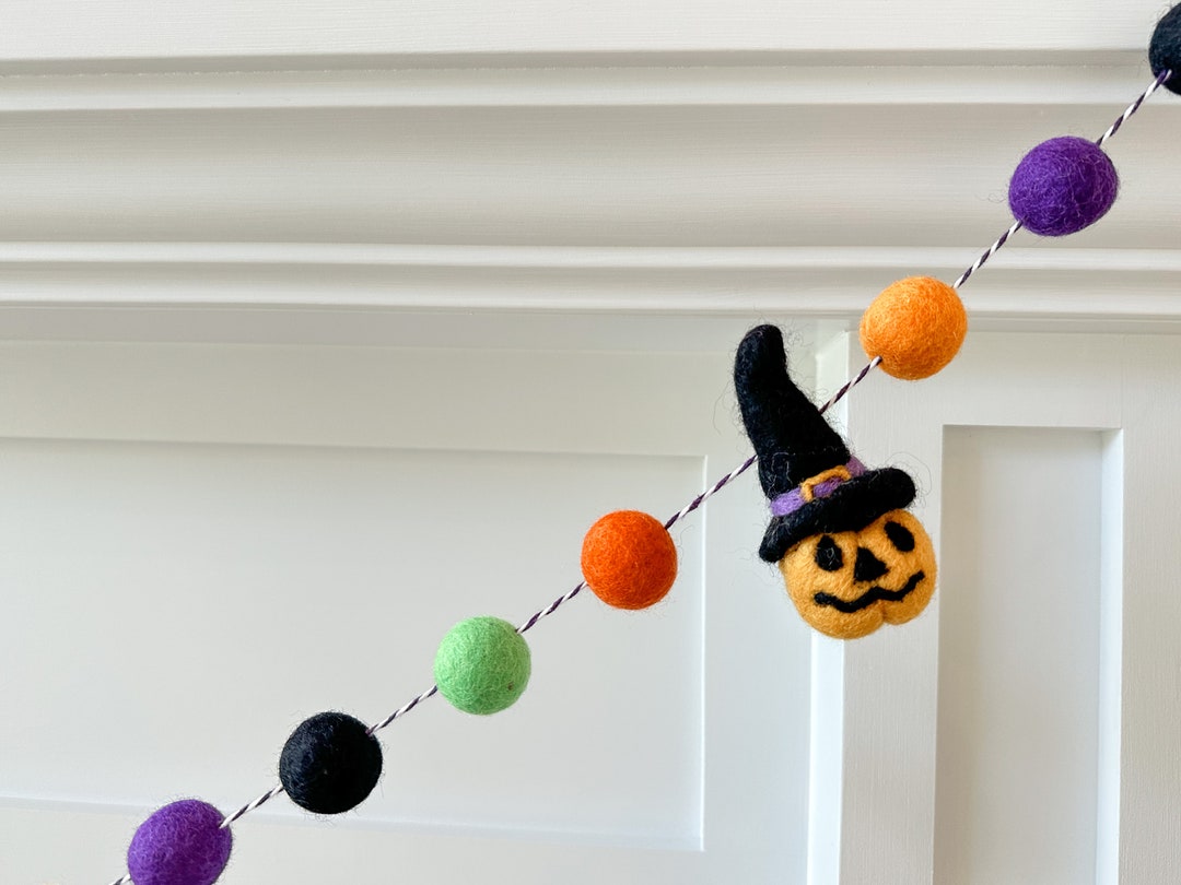 Jackolantern Halloween Felt Garland Halloween Garland Etsy