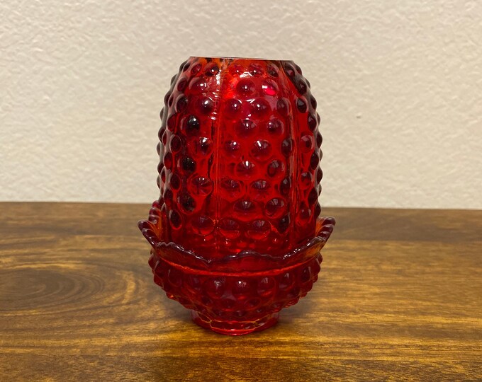 Fenton Red Amberina Hobnail Fairy Lamp Votive Candle Holder Ruby Glass Candle Night Light Etsy
