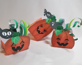 Halloween Treat Boxes, Digital Download Paper Toy, Paper craft for kids, Jack O Lantern Candy Holder