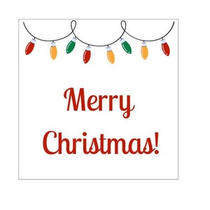 Merry Christmas 2.5x2.5 Tags, Lights, Digital printable download