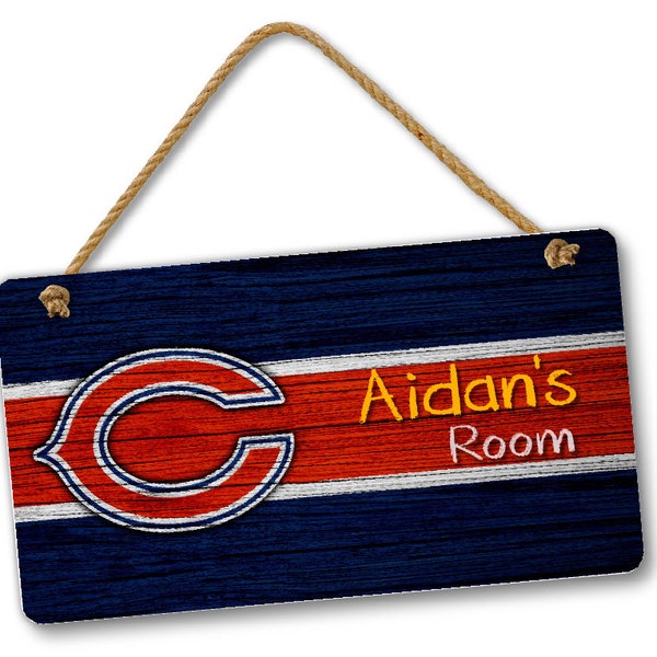 Personalized Name NFL Football Chicago Bears Bedroom Door and Wall Hanging Sign, Custom Room Sign, Room Decor