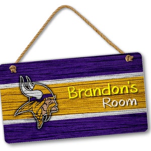 Personalized Name NFL Football Minnesota Vikings  Bedroom Door and Wall Hanging Sign, Custom Room Sign, Room Decor