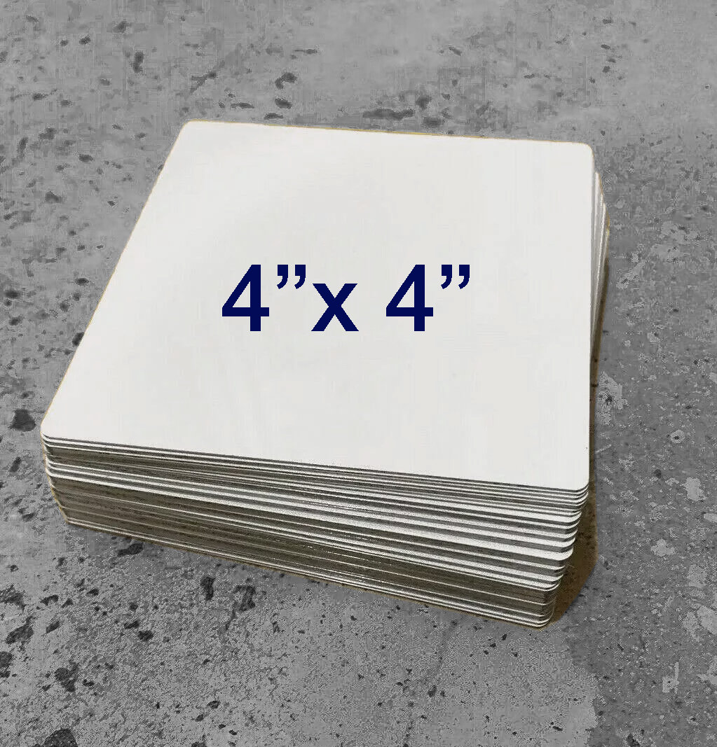 4" x 4" Square Gloss White .03" THICK Aluminum Sublimation Blanks