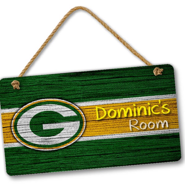 Personalized Name NFL Football Green Bay Packers Bedroom Door and Wall Hanging Sign, Custom Room Sign, Room Decor