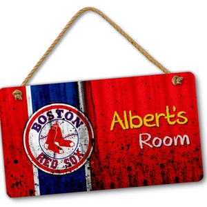 Personalized Name Boston Red Sox Bedroom Door and Wall Sign, Custom Room Sign, Room Decor, Baseball