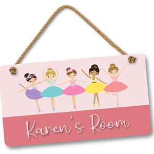 Kids Personalized Name Ballet Dance Bedroom Door and Wall Sign, Custom Room Sign, Room Decor